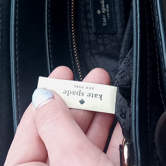 Kate spade black leather satchel crossbody handbag purse EUC tote bag authentic - Picture 6 of 11